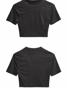 lululemon athletica Black Cropped Crew Tee